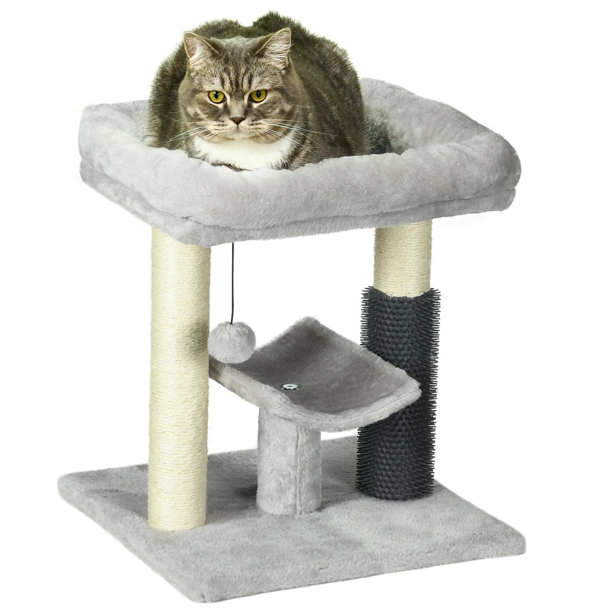 Pawhut 2-laags kattenkrabboom met sisalpostbalplatform