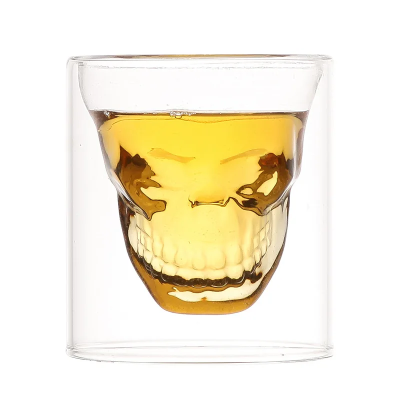 

Double Layered Transparent Glass Skeleton Cocktail Glass Whiskey Beer Beverage Coffee Cup Double Bottomed 25ml Glass Cup