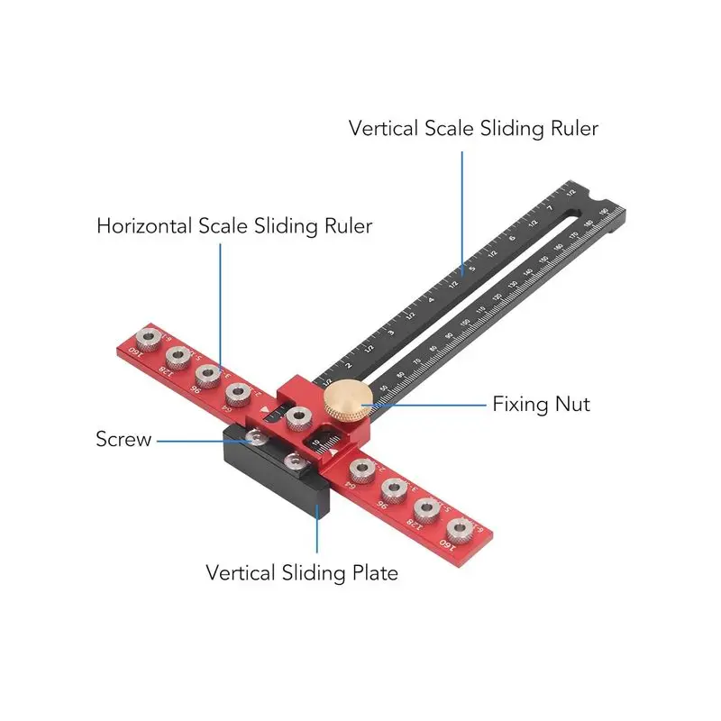 Localizador profissional de perfuração de alça com escala precisa de distância ajustável para perfuração de furo de maçaneta de porta e fácil instalação