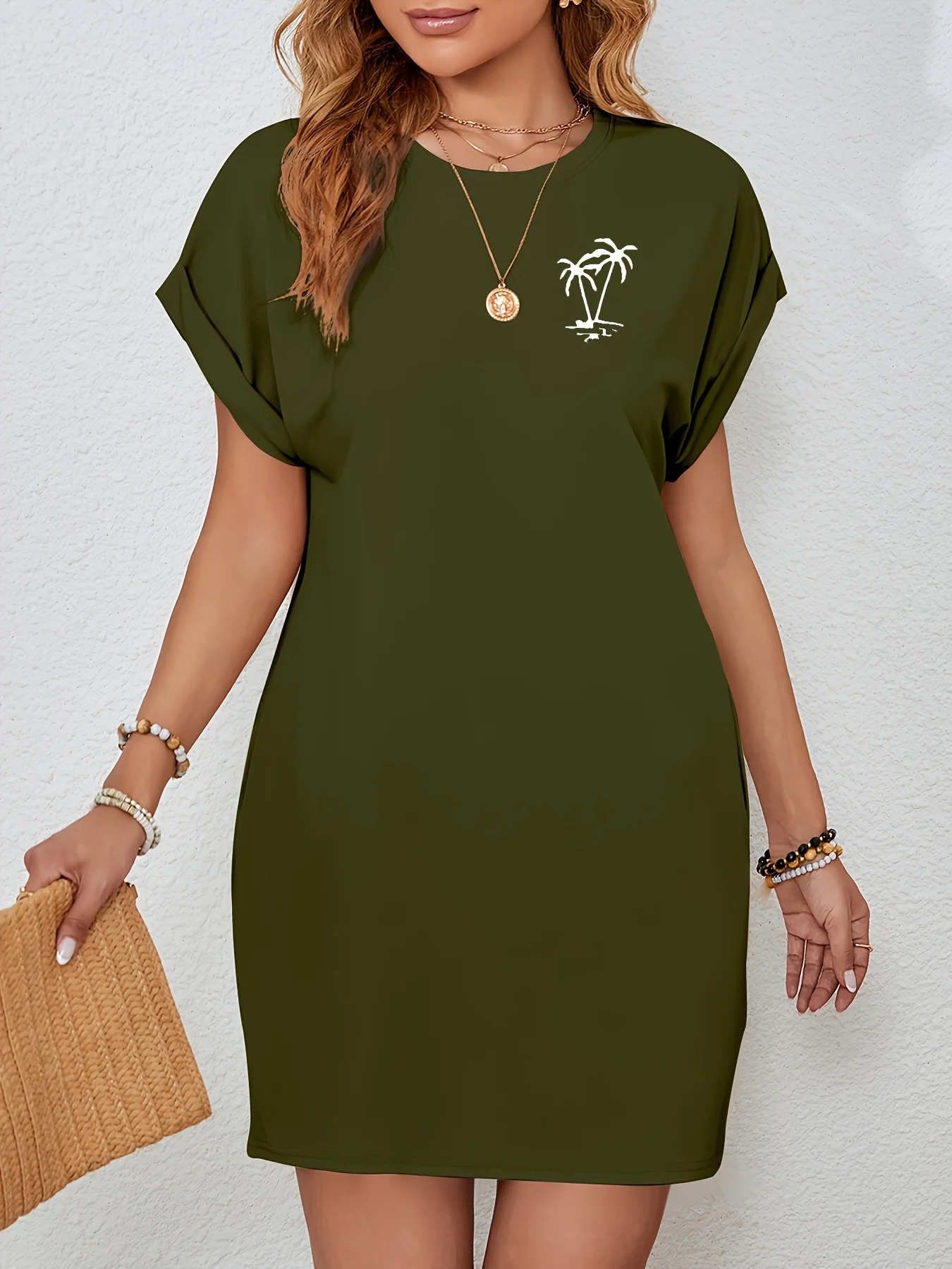 Robe t-shirt en tricot décontracté pour femmes, avec lettres imprimées, col rond, manches courtes, haut à la mode, noir avec motif de drapeau coloré