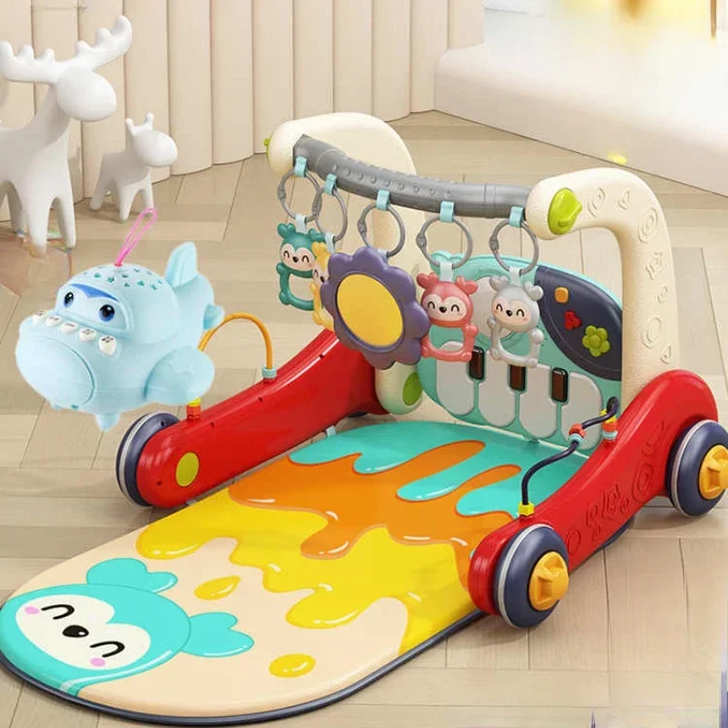 Andador Musical infantil, actividad, gimnasio, Pedal de Piano, marco de Fitness para 0-12 meses, caja de regalo de desarrollo de aprendizaje temprano con luces