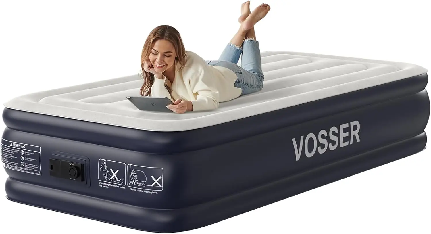 

Twin XL Air Mattress with Built-in Pump, 80" Long, 18" Raised Height, Quick Inflation in 2 Mins for Home and Camping