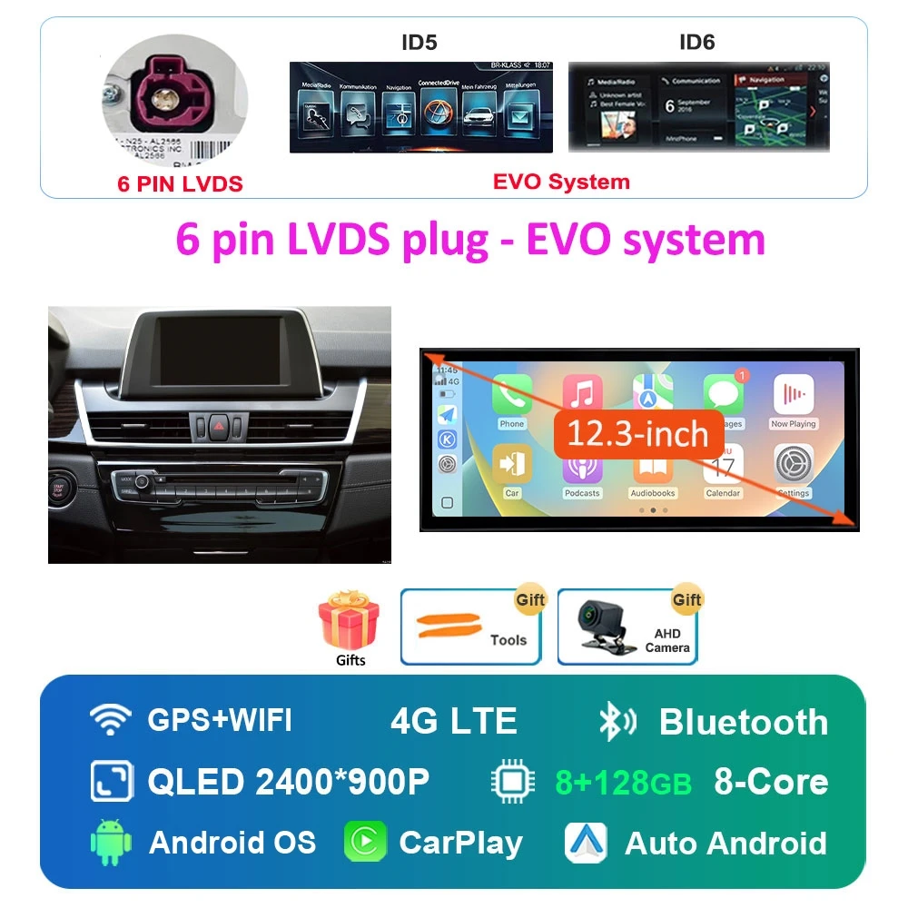Autoradio Android 16 Multimedia Speler 4G voor BMW 2 Serie F45 F46 2014 - 2018 NBT EVO Systeem Ultradunne ScreenGPS Navigatie