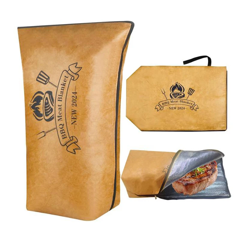 

BBQ Blanket For Resting Meat With Wide Mouth Meat Resting Bag Waterproof Meat Resting Blanket For Large Brisket/Beef/Turkey