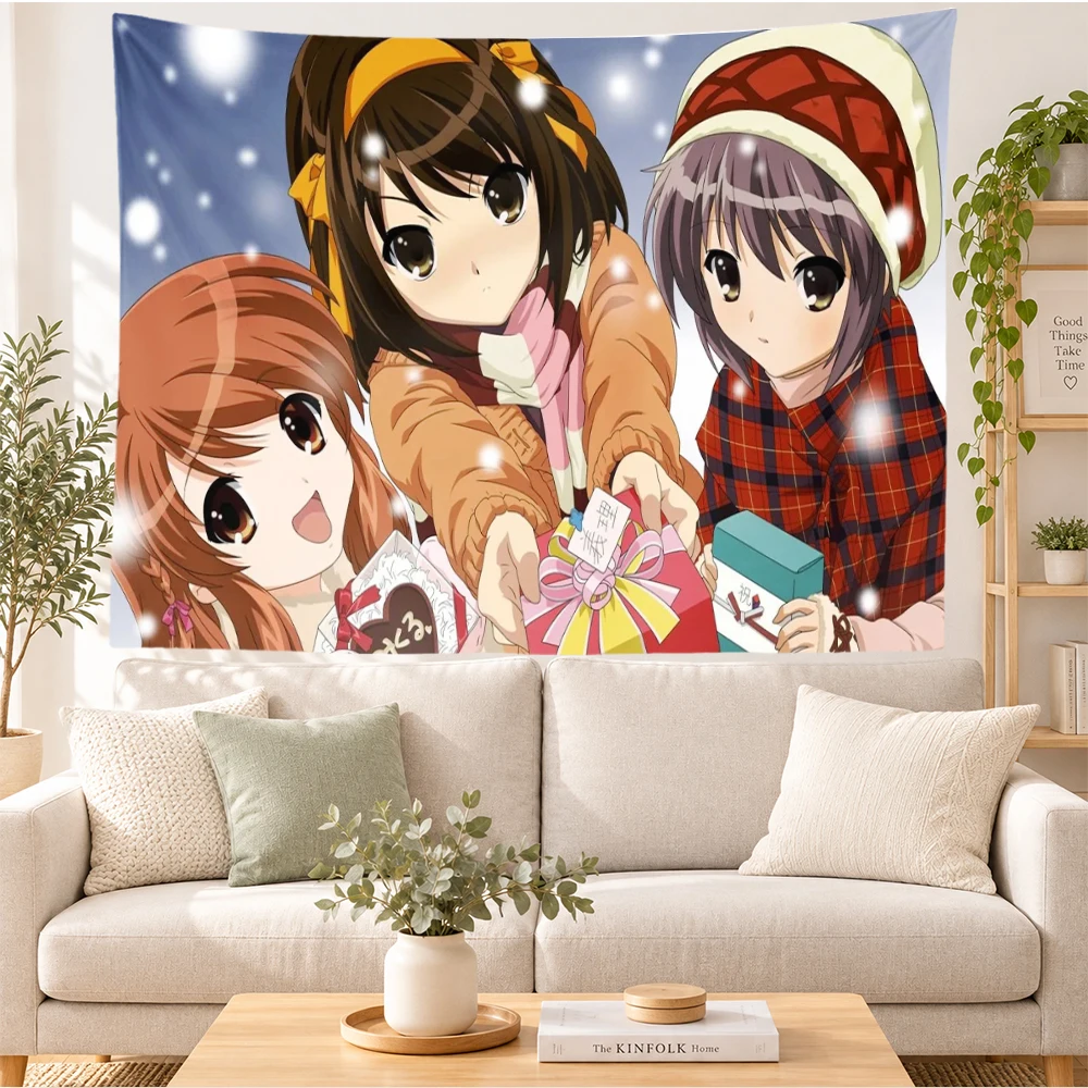 SOS club Tapestry Wall Hanging Winter Christmas Anime Girls Snow Art Bedroom Dorm Living Room Home Decor Fans Gifts