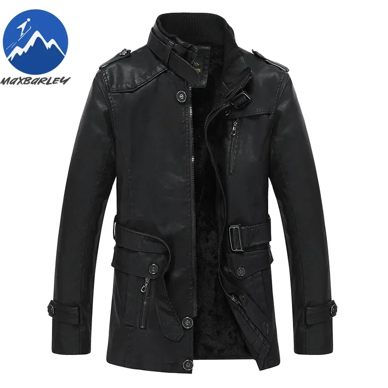 

New Mens Leather Jackets Autumn Casual Motorcycle PU Jacket Biker Leather Coats Brand Clothing Long Fleece Mens Leather Jackets