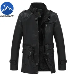 New Mens Leather Jackets Autumn Casual Motorcycle PU Jacket Biker Leather Coats Brand Clothing Long Fleece Mens Leather Jackets