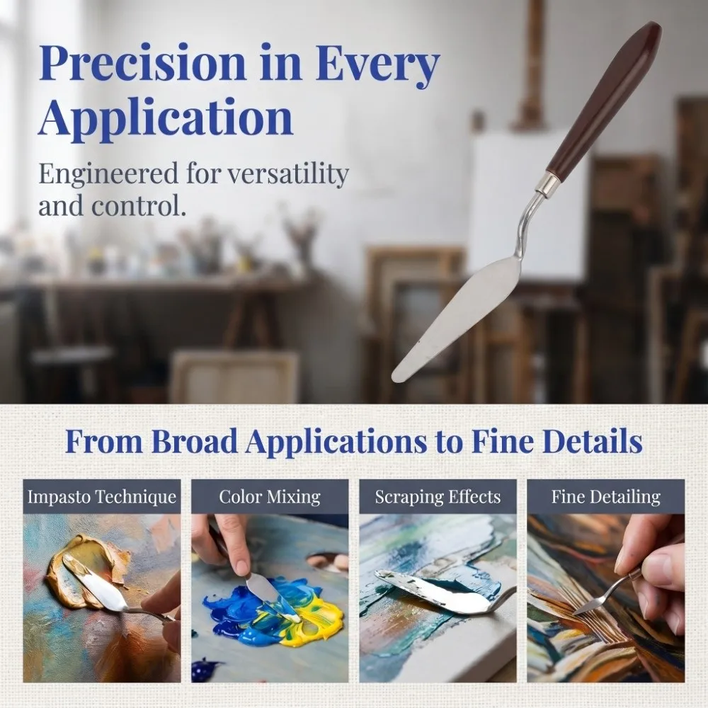 

18PCS solid stainless steel Stainless Steel Painting Knives smooth polished surface Pigment Mixing Scrapers