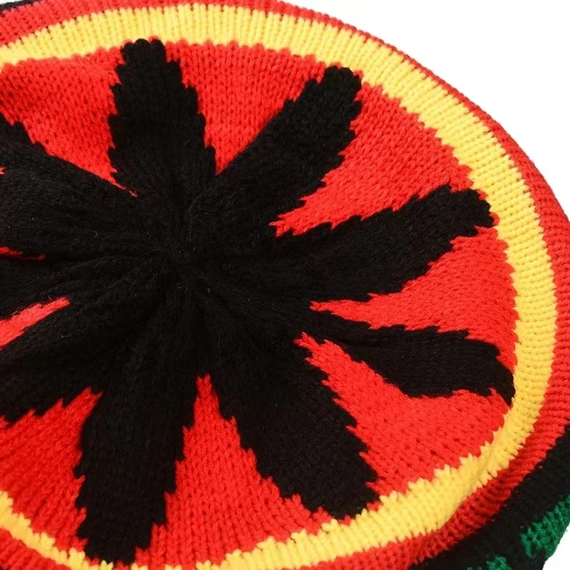 2025 New Unisex Knitted Braid Hat Jamaican Bob Rasta Beanie Hats Hip Hop Cap Dreadlocks Wig Bob Marley Caribbean Fancy Dress Hat view 5