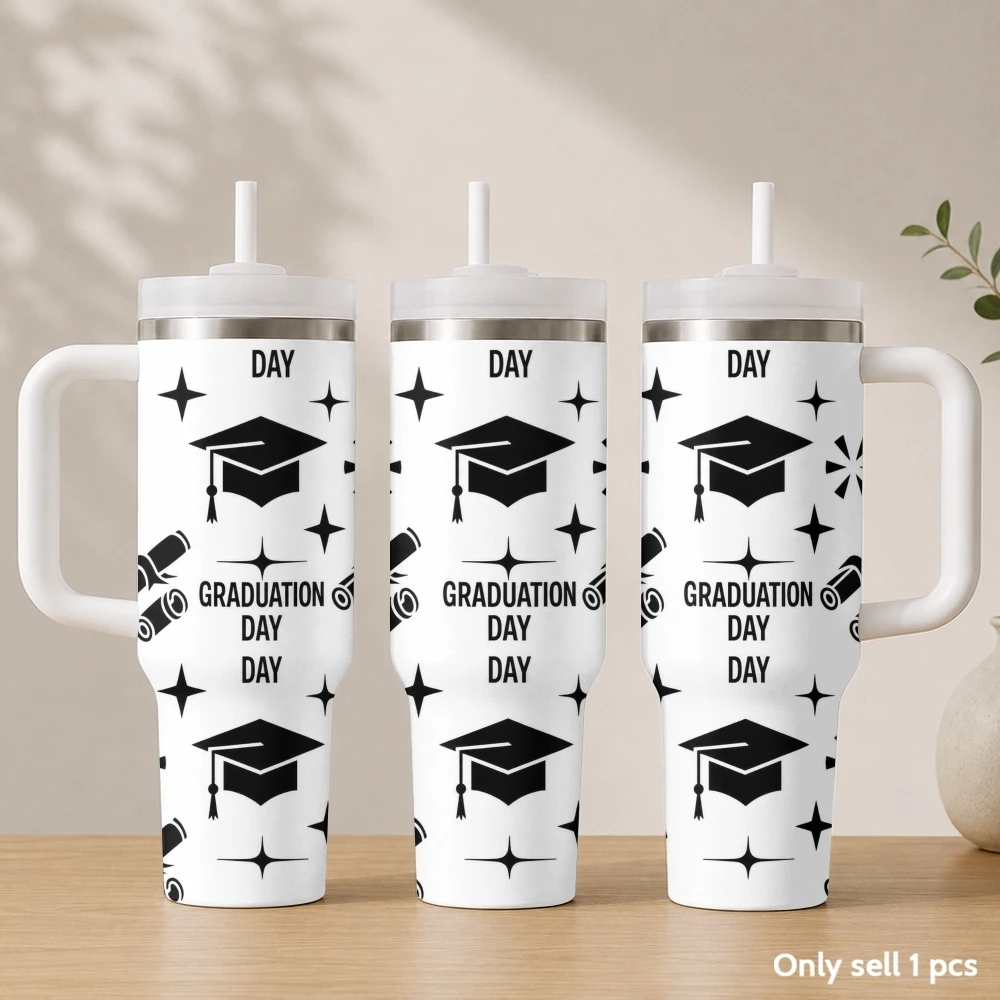 Graduation Season Elements Vacuum Flasks 40oz Stainless Steel Insulated Tumbler with Handle & Straw Leakproof Travel Mug