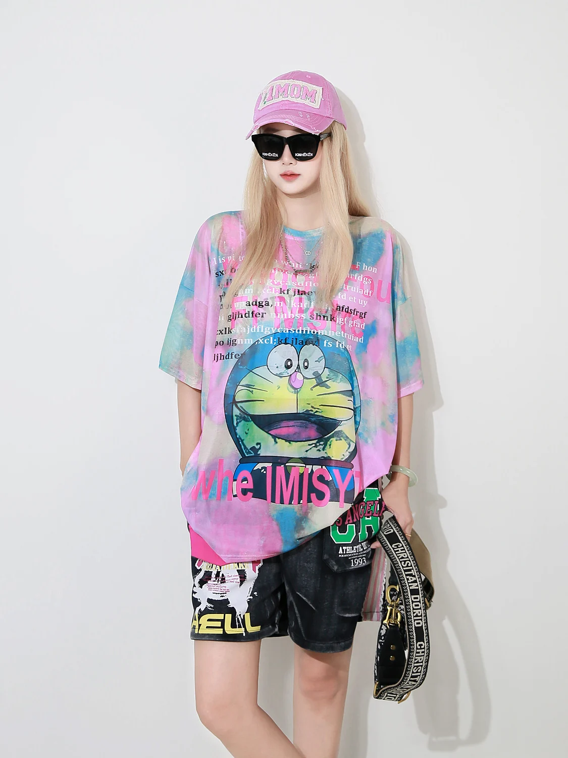 2025年新作 レディース アイスシルク メッシュ 半袖Tシャツ 夏 薄手 丸首 ゆったり カバーアップトップ トレンド 通気性 カジュアルTシャツ