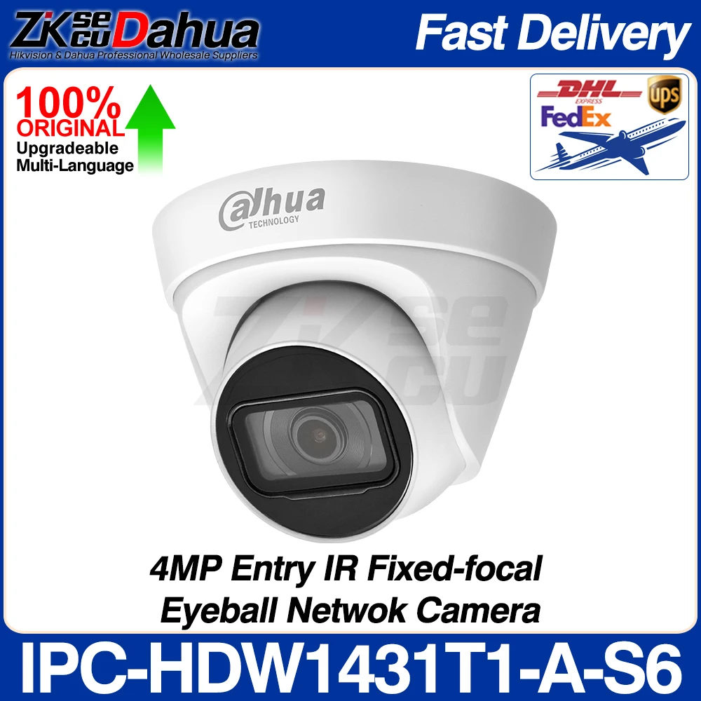 

Dahua Original IPC-HDW1431T1-A-S6 4MP 2560×1520 Entry IR Fixed-focal Eyeball Network POE IP Camera IR 30M Built-in MIC IP67