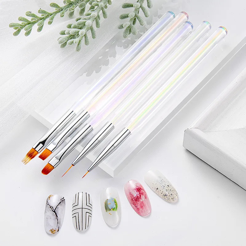 

Flower Design French Nail Gradient Laser Dotting Manicure Pen Acrylic Liner Liquid Powder Brush UV Gel Extension Drawing Pen