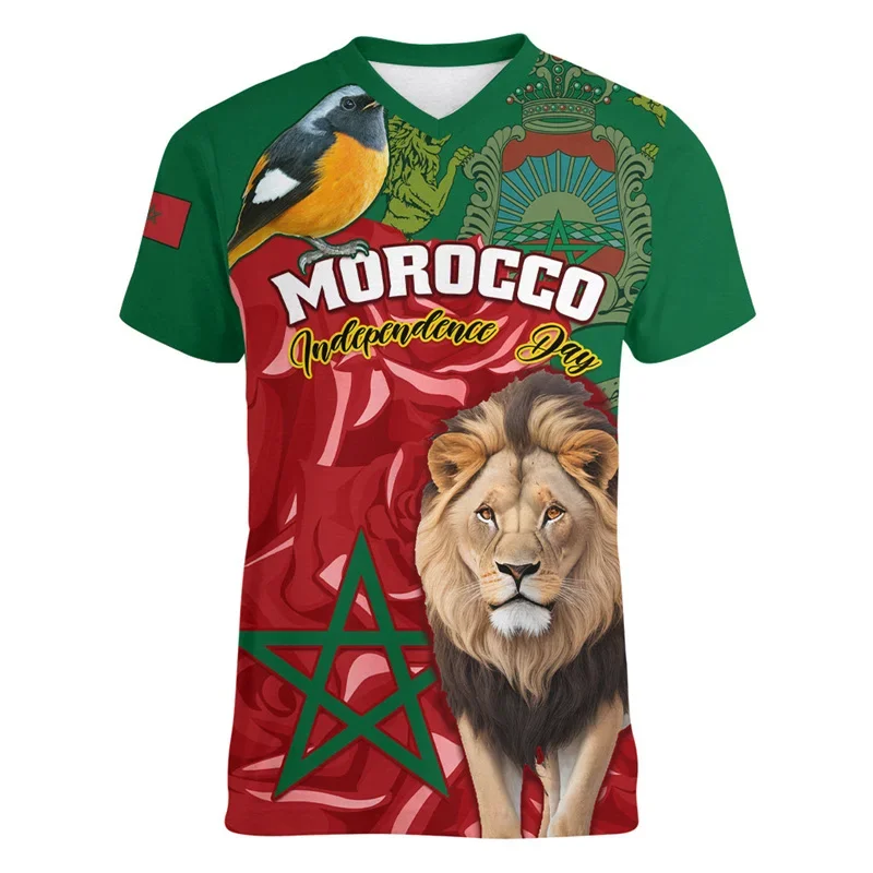 

2025 Morocco Football Sports T-shirt Summer Fashion Short Sleeve 3d Printed T Shirt Loose Casual Mens Quick Drying Tees Tops