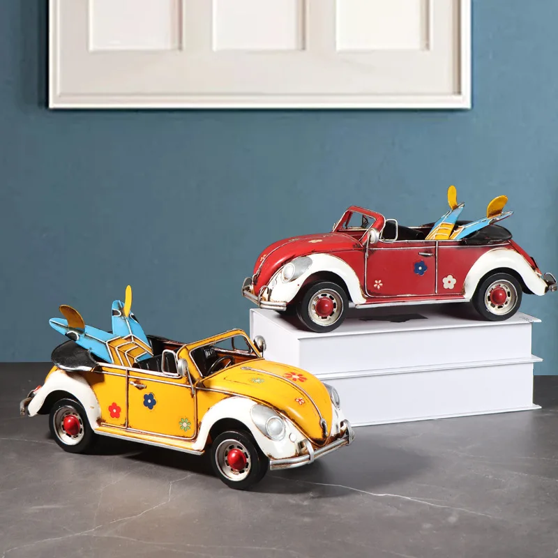 Retro Volkswagen Beetle Convertible Car Model Ironcraft Travel Souvenir Gift Home Living Room Tv Cabinet Decorated With Holiday