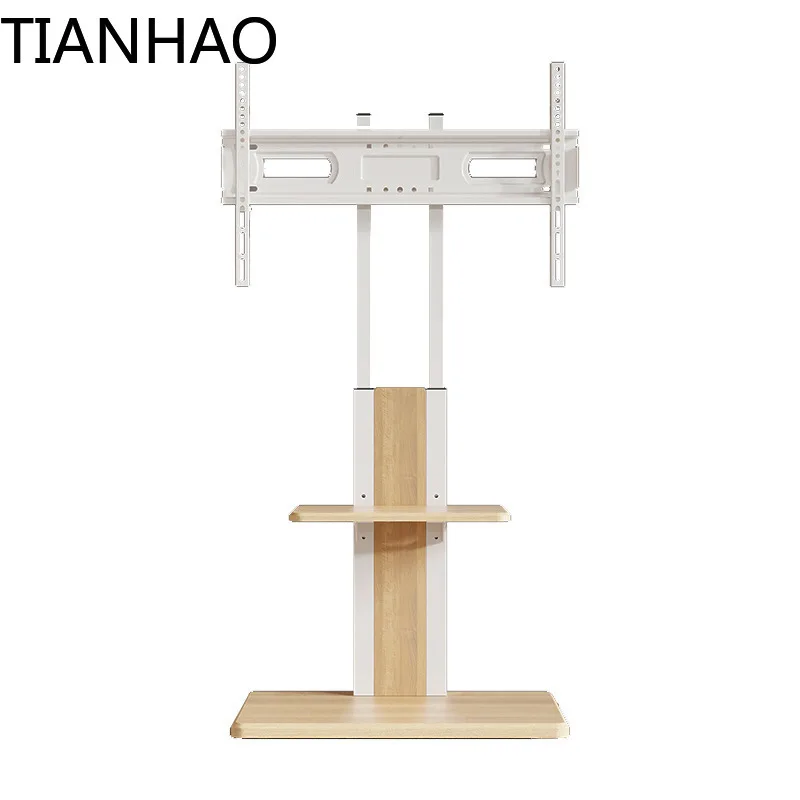 TV Stand, Movable Floor Standing All-in-one Machine with Wheels, Universal Adjustable Solid Wood Hanging Stand, TV Display Stand