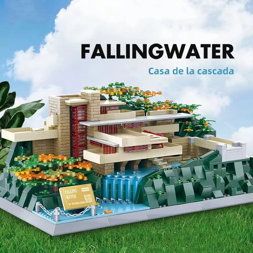 

1221PCS Iconic Modern House Building Set - Cantilever Over Water Architecture Model, Collector's Masterpiece Display