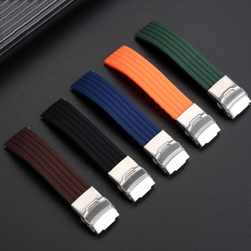 Cinturino per orologio in gomma siliconica per Omega Tudor Sgancio rapido 16 18 20 22mm Cinturino a forma di frangia nero blu verde arancione marrone