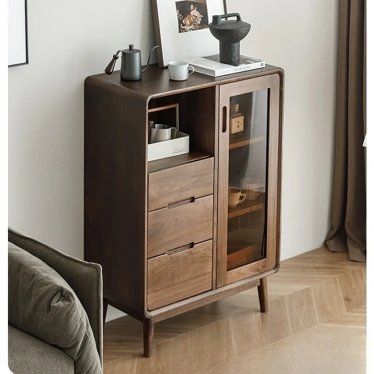 North American black walnut solid wood sideboard, wine cabinet, sideboard, TV cabinet, all-solid wood natural wood Nordic bookca