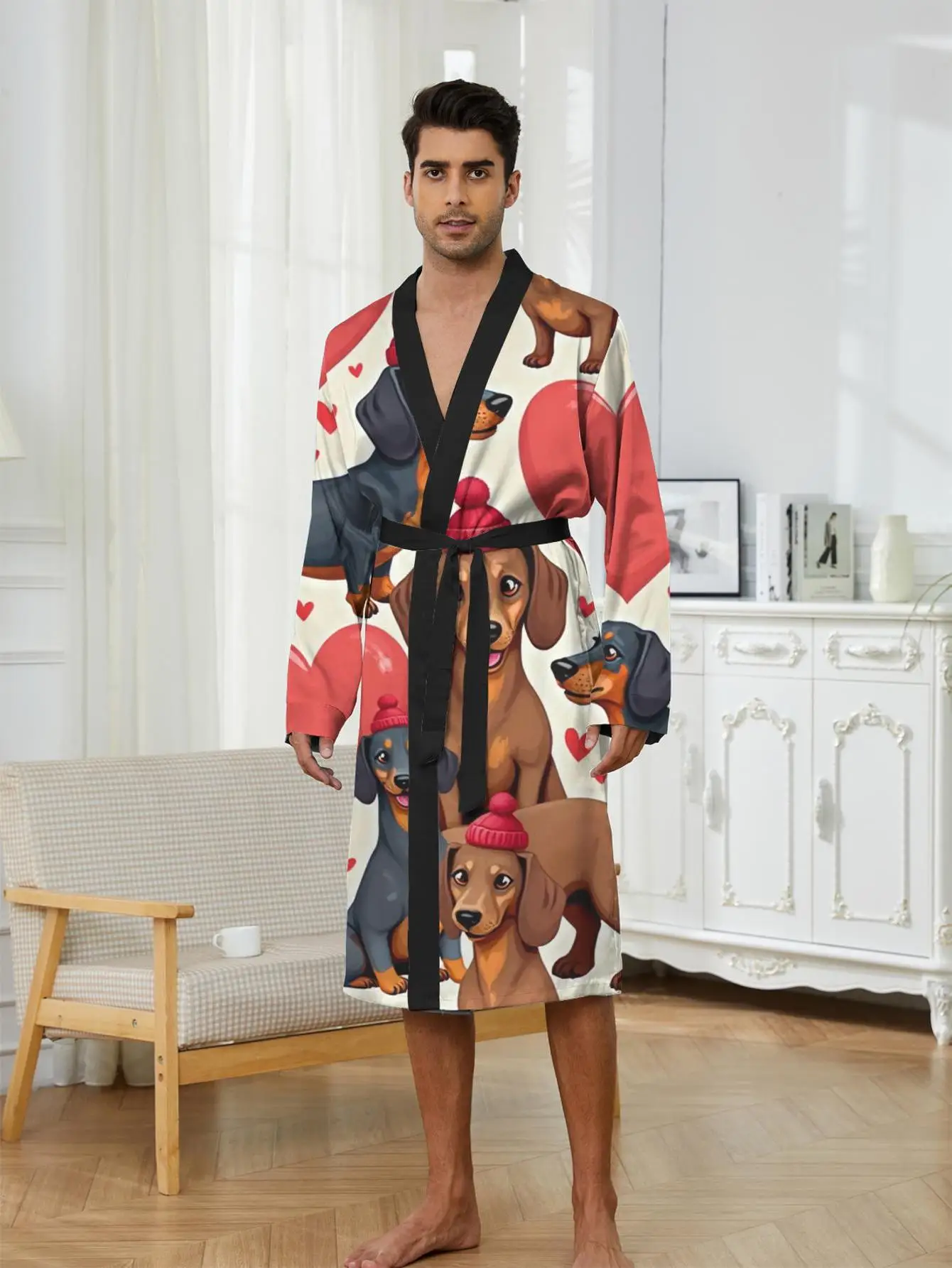 

1pc Men's Robes 2026 Spring/Summer Sleepwear Sleepwear 3D Printed Men's Bathrobe Bath Robe Polyester Robe for Man Graphic