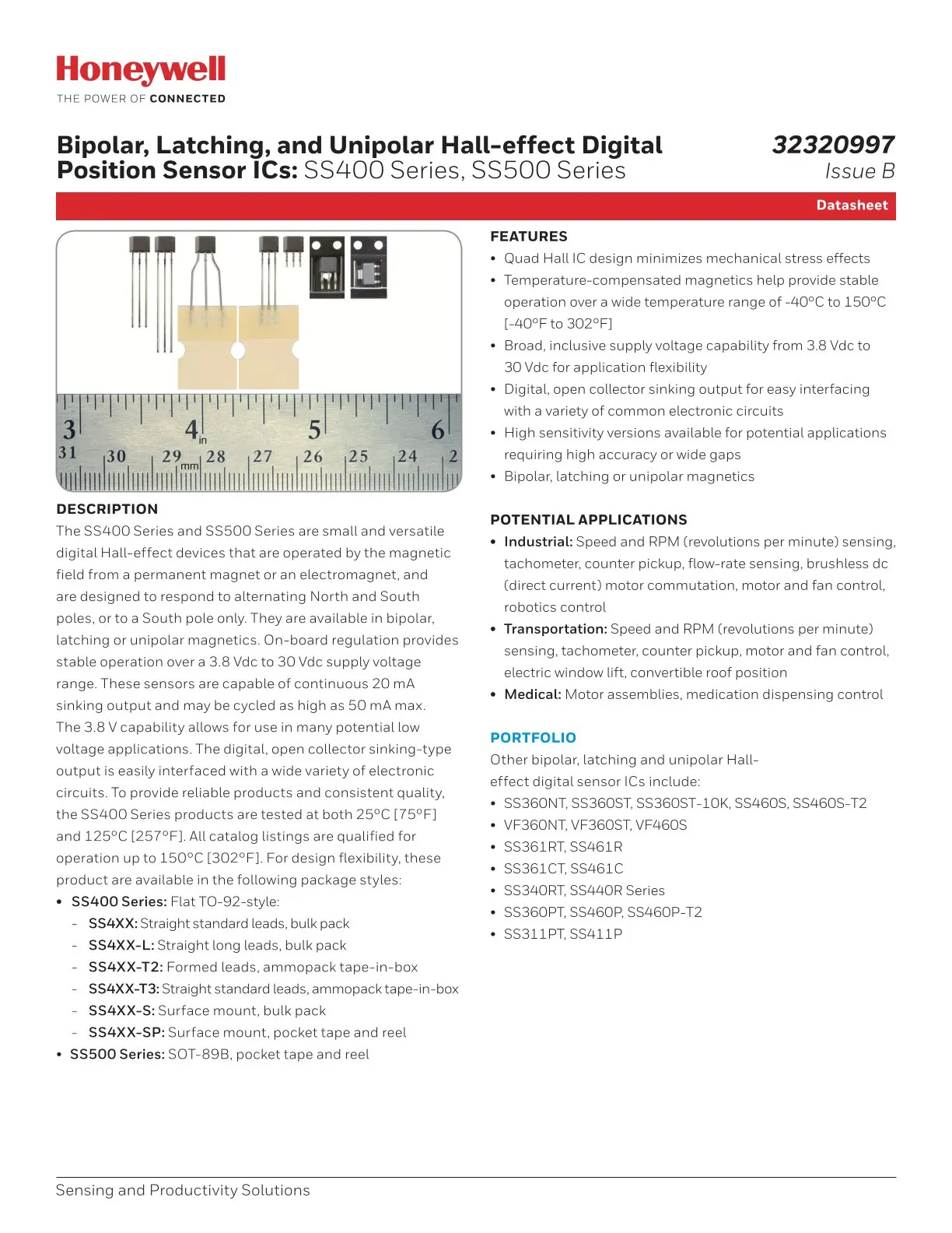 SS541AT Honeywell Authorized agent for original technical support for Hall effect sensors