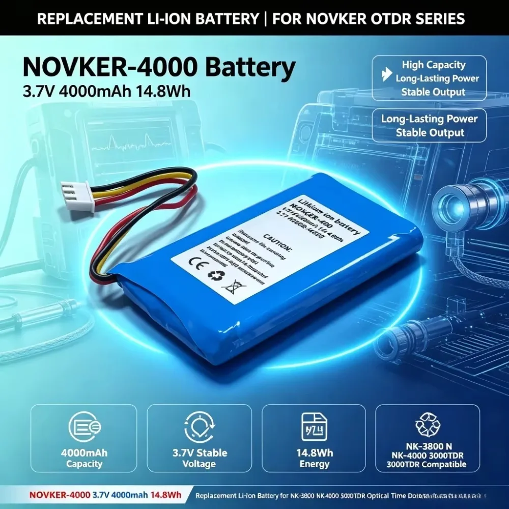 3.7V 4000mAh 14.8Wh Li-ion Replacement Battery NOVKER-400 for NK-3800 NK-4000 3000 OTDR NK3200 Optical Time Domain Reflectometer