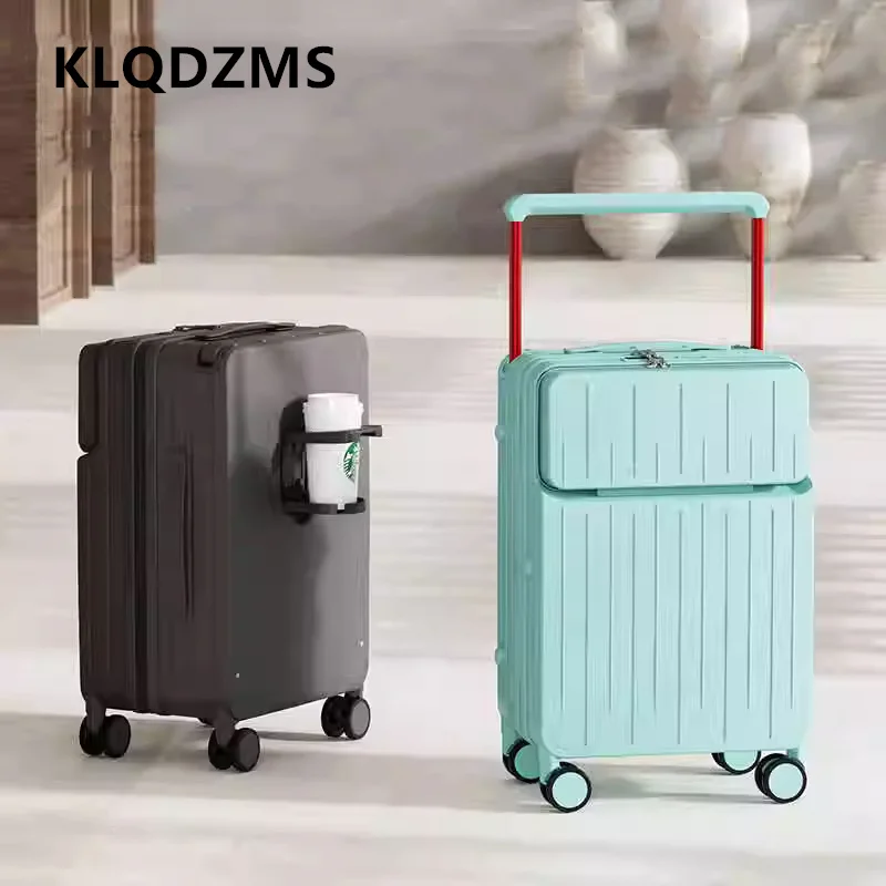 KLQDZMS USB Charging Suitcase Front Opening Boarding Case Multifunctional Trolley Case 20