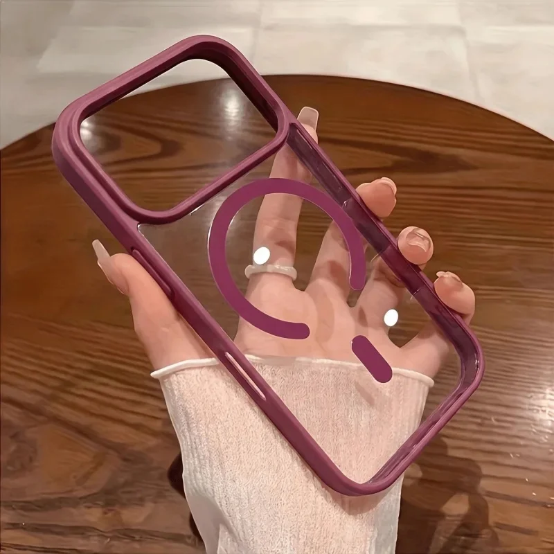 High-definition transparent phone case suitable for iPhone 18/17 Pro Max, soft frame phone compatible for MagSafe
