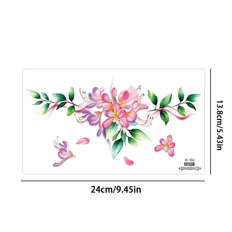 สติกเกอร์ชั่วคราวหน้าอกดอกไม้สีอินเทรนด์และเซ็กซี่สติกเกอร์รอยสักแบบใช้แล้วทิ้งกันน้ําและกันเหงื่อ