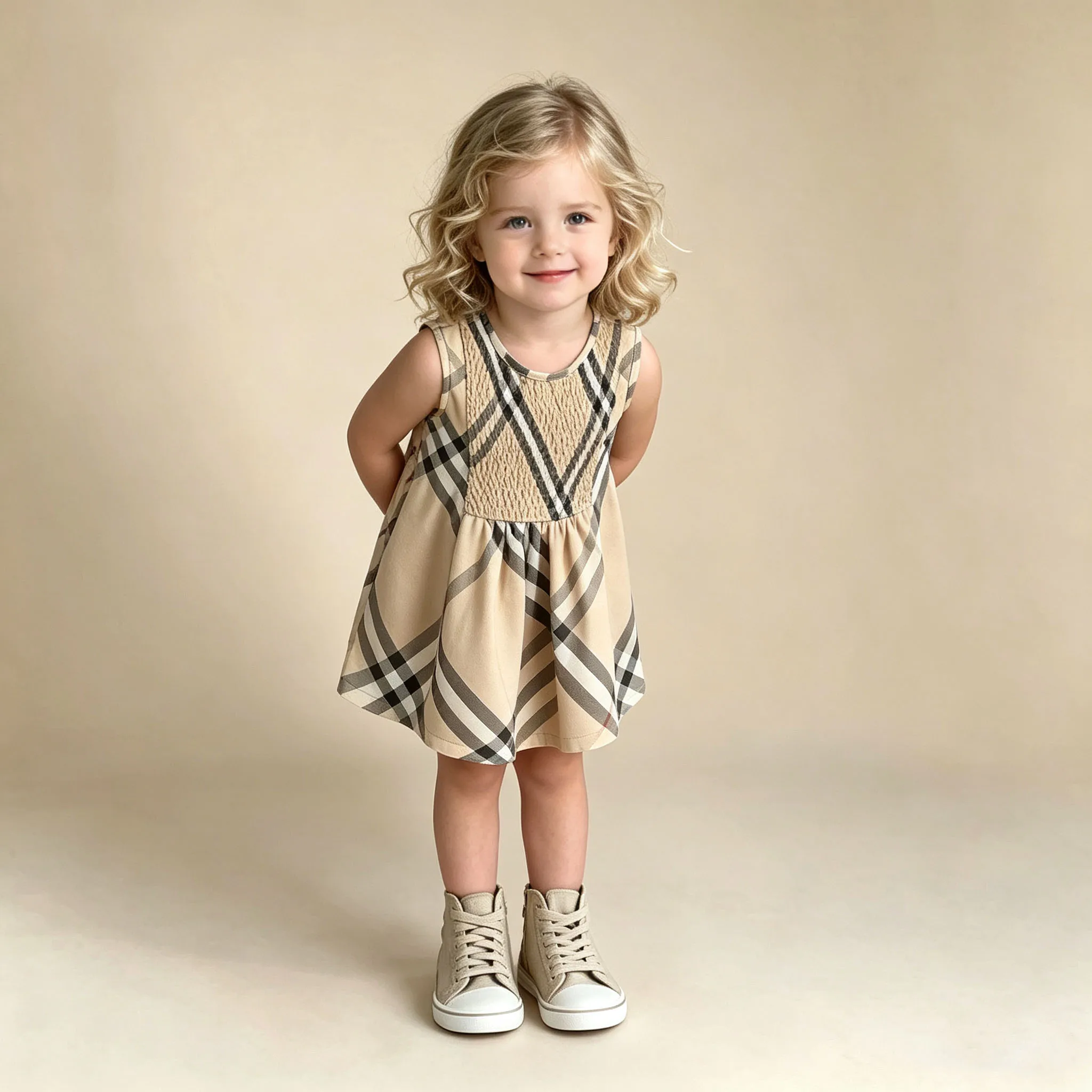 Children's Skirt Spring Summer New Smocking Chest Striped  Series Female Baby Children's  Cotton Sleeveless Strap Top Dress