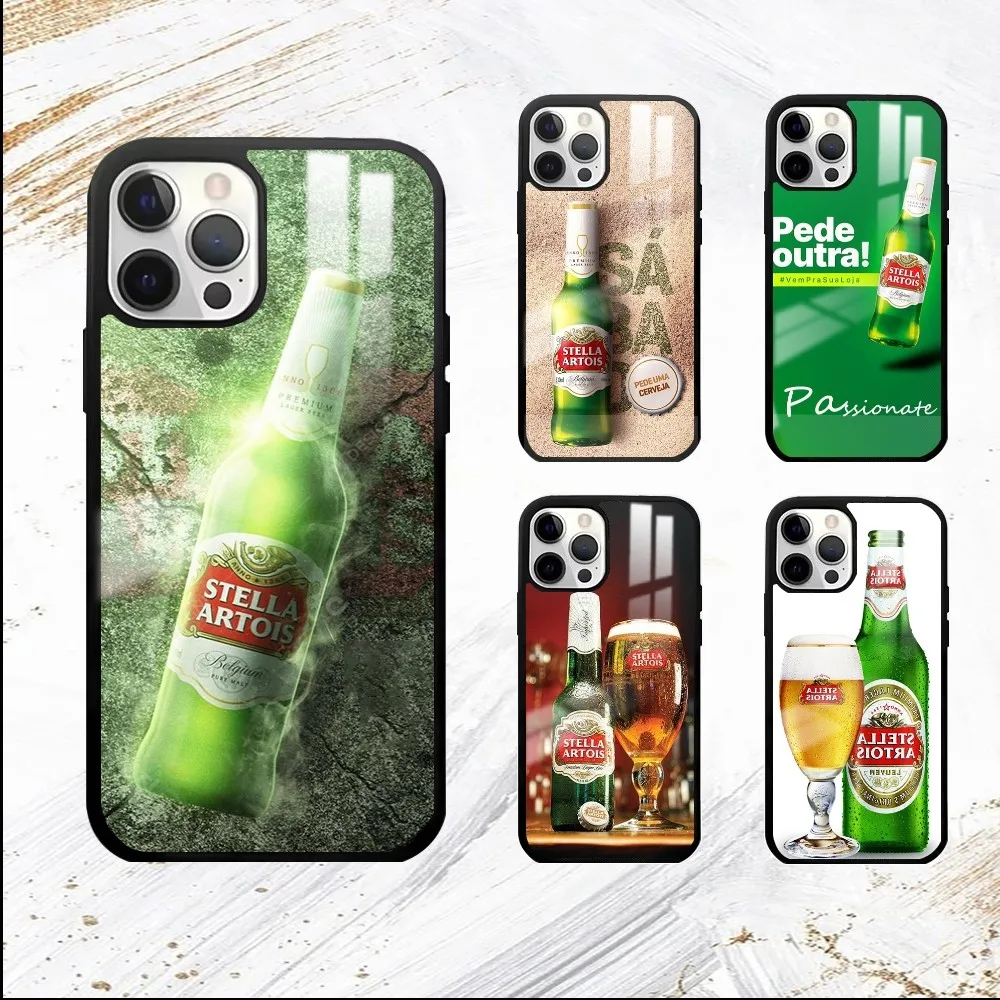 s-stella and beer Phone Case For iPhone 16 15 14 13 12 11 Pro Max Plus Mini PC Mirror Fashion  phone case