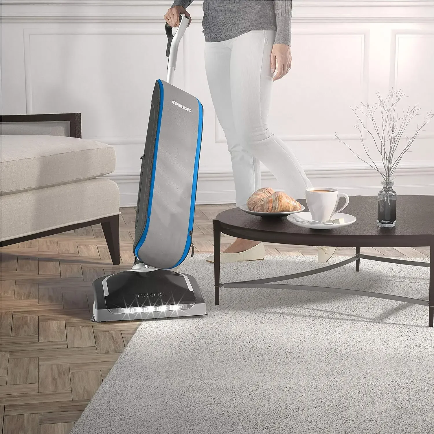 

Oreck HEPA Swivel Bagged Upright Vacuum Cleaner, Lightweight, For Carpet and Hard Floor, UK30305PC, Blue