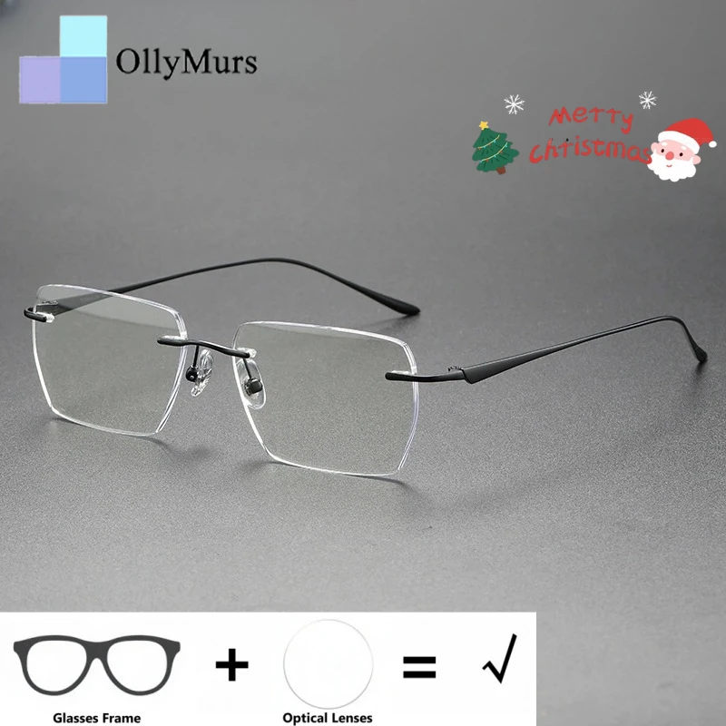 

KIZN мужские очки без оправы из чистого титана, оптические очки с защитой от синего света, фотохромные очки с формулой рецепта, женские очки