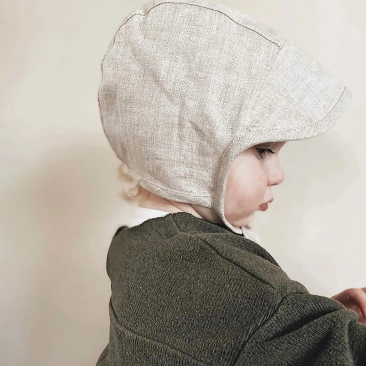 

Spring Summer Baby Sun Protection Hat Pure Cotton Newborn Fetal Cap Soft Cotton Kids Tie Beanies 0-2Years Infant Headgear Visors