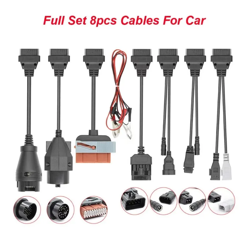 Full Set 8PCs Car Cable Car Line OBD2 Adapter Cable Vehicle Inspection Line Adapter Cable for Professional Vehicle Diagnostics