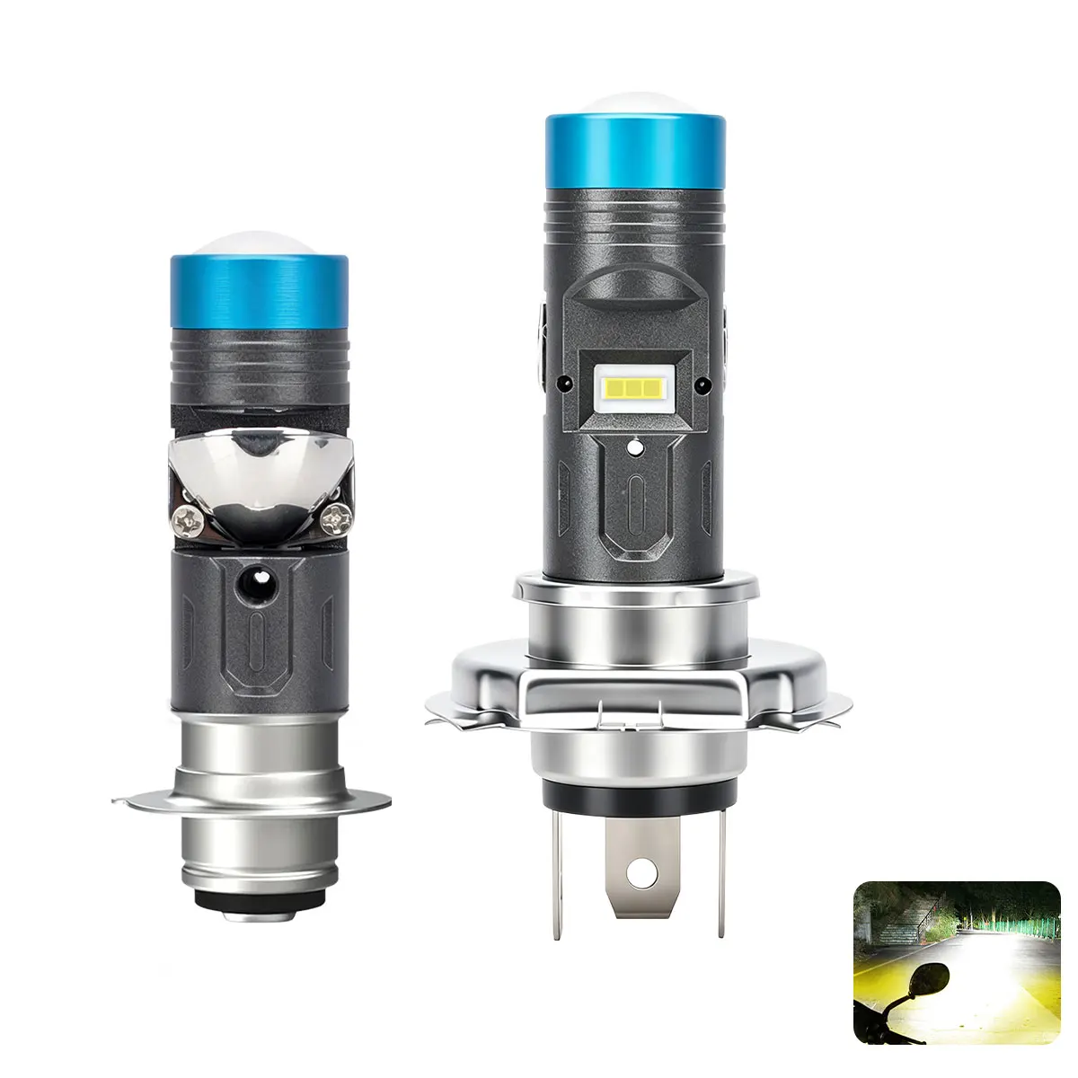 H4 P15D LED Bulb Motorcycle Headlight DRL 12V CSP Dual Color White Yellow Hi Lo Beam Lens Fog Lamp for Motorcycle Accessories