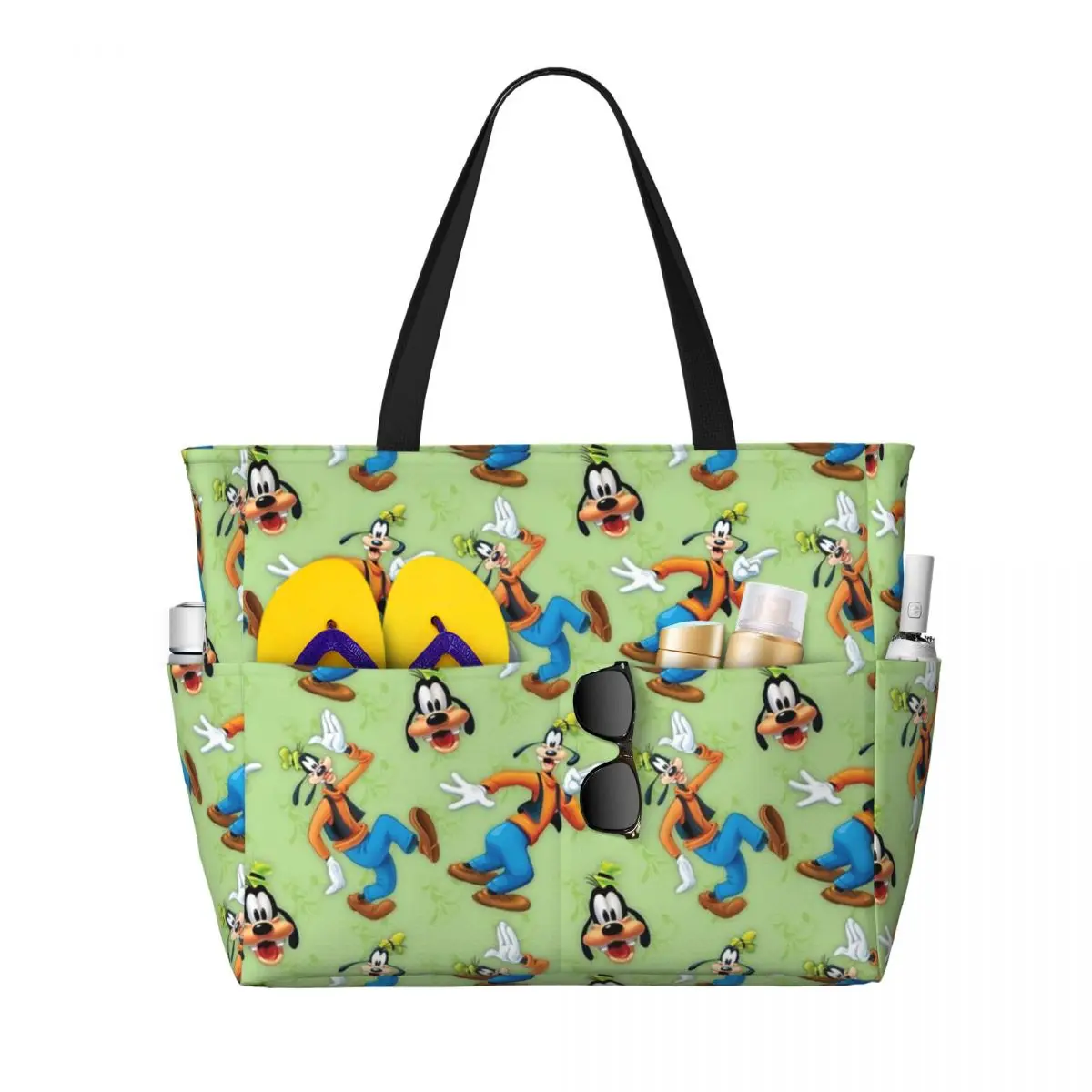 Custom Funny Goofy Beach Tote Bag for Women Cartoon Donald Duck Big Compartment Beach Gym Travel Bags