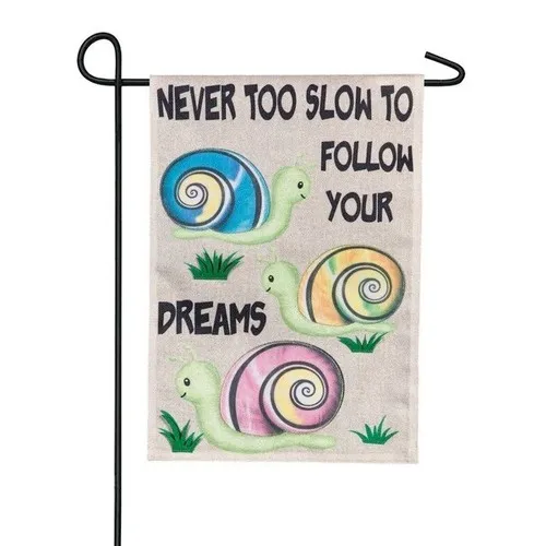 12.5 x 18 Follow Your Dreams Snail Garden Burlap Flag ZZO EEZ