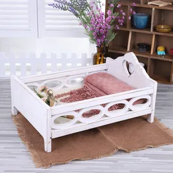 Retro Newborn Photography Bed  Baby Photo Props Posing Wood Mini Bed  Fotografía Accesorios