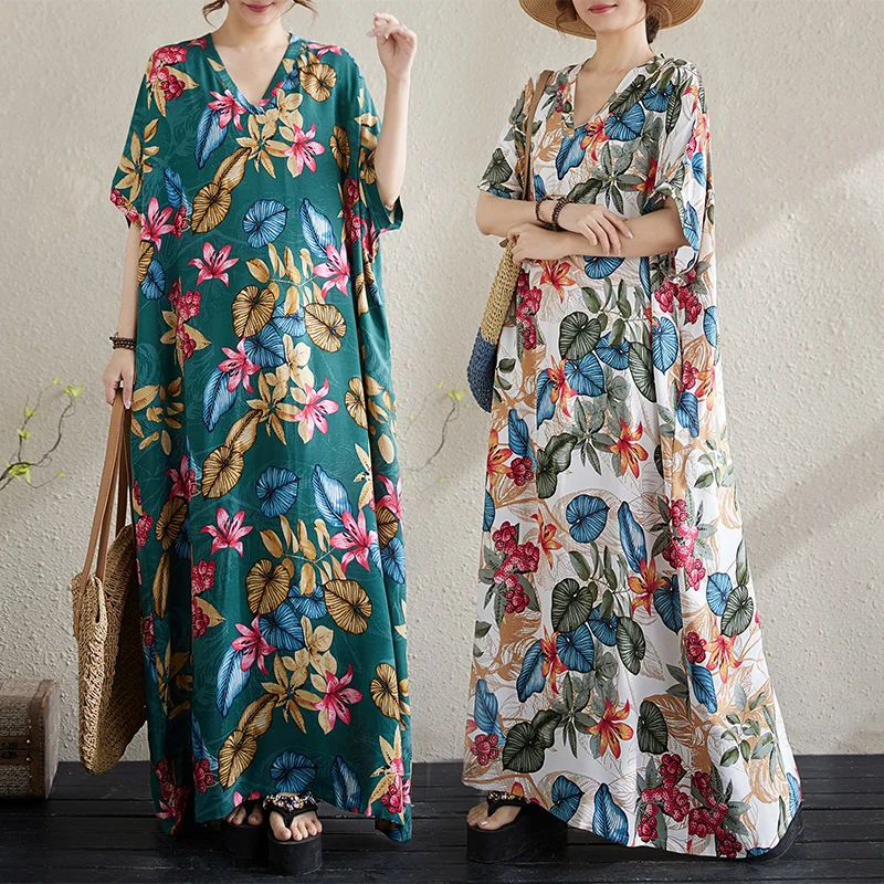 

Большие размеры, хлопково-льняная свободная длинная юбка с v-образным вырезом и принтом, простая женская пляжная юбка для отдыха, тонкая, мягкая, летняя моя