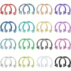 FASACCO 1pc Horseshoe Septum Rings Stainless Steel Nose Barbells Rings Cartilage Eyebrow Colorful Piercings Body Jewelry