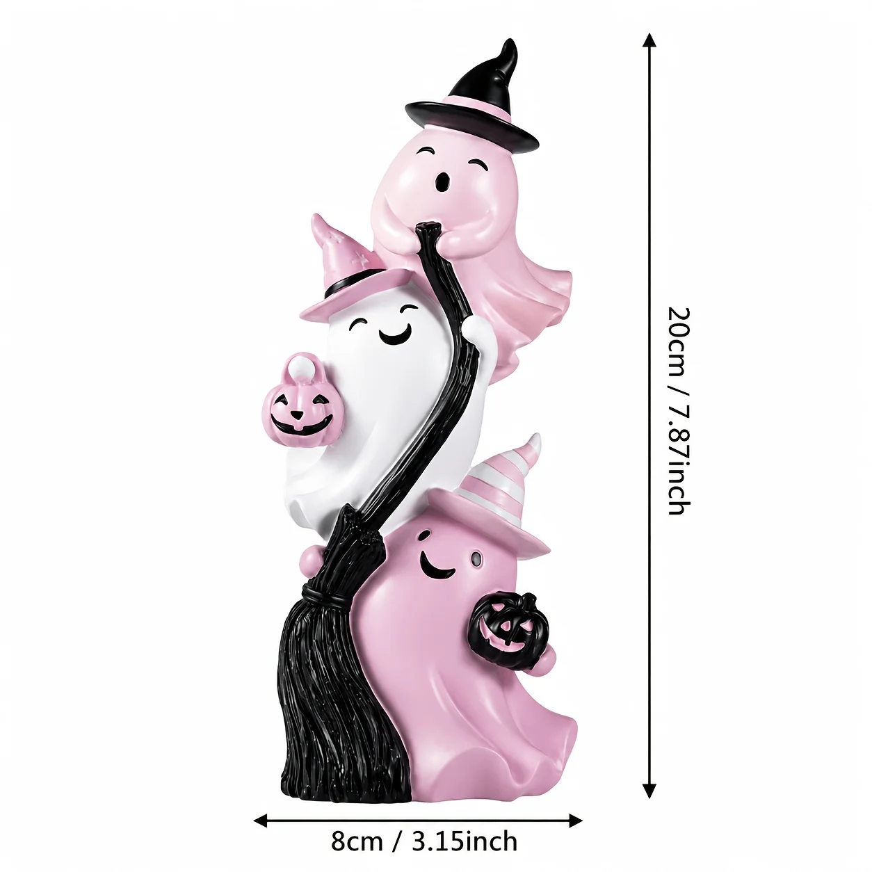 Cute Halloween Ghost Figurine Pink Resin Ghost Statue Funny Ghost Ornaments for Halloween Decorations Indoor Home Office Desk