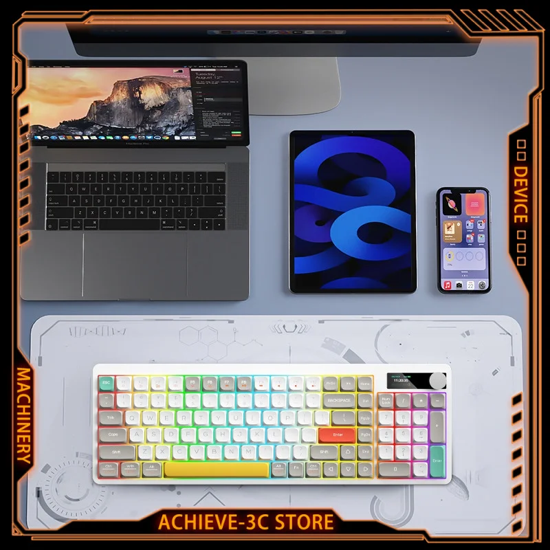 

1Pcs Low-Profile Mechanical Gaming Keyboard Three-Mode Wireless Rgb Full-Size Mac Office Compact Ergonomics101 Keys Keyboard