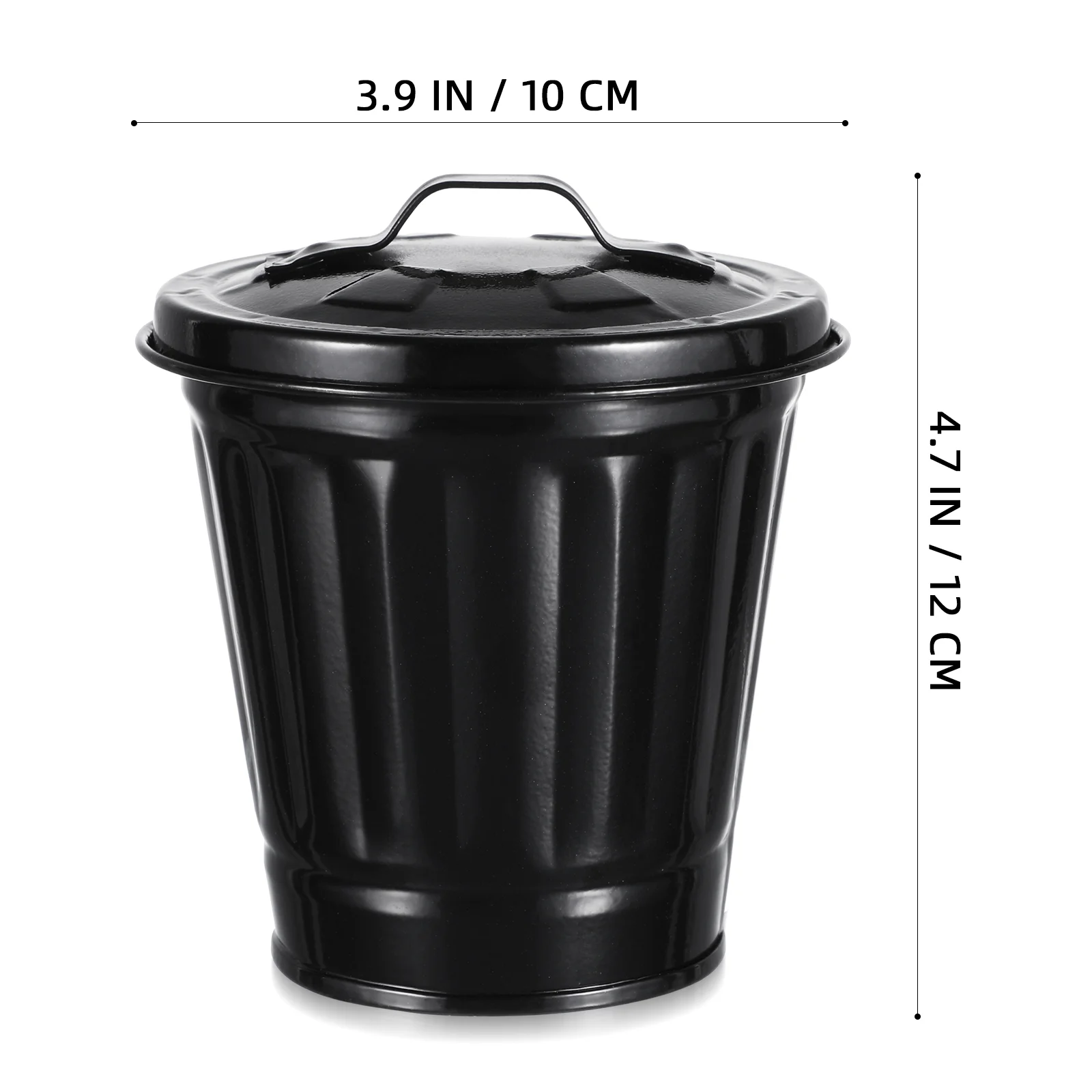 Garbage Can Stainless Table Bin Makeup Brush Storage Pot Flower with Lid Trash Iron Office Desktop