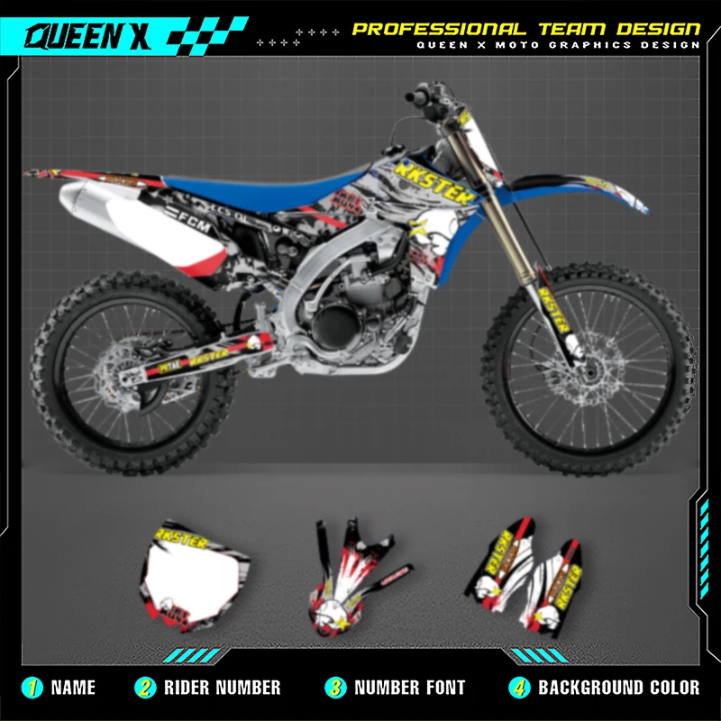 

Мотоциклетные графические наклейки QUEEN X MOTO для YAMAHA YZF450 2010 2011 2012 2013, YZ450F, наклейки на мотоцикл 009