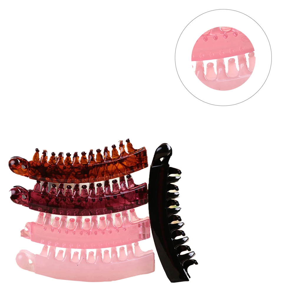 

5pcs Set Plastic Banana Combs Banana Hair Clips Fishtail Ponytail Clips for Work Party Home Yoga Hair Styling Tools