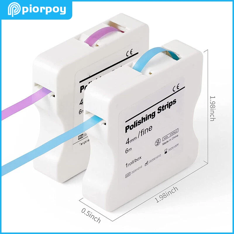 PIORPOY-Papier de Ponçage Intermulticolore Dentaire, Bandes de Polissage, Finition, Meulage, Blanchiment des Dents, Moyenne et Fine, 4mm x 6m