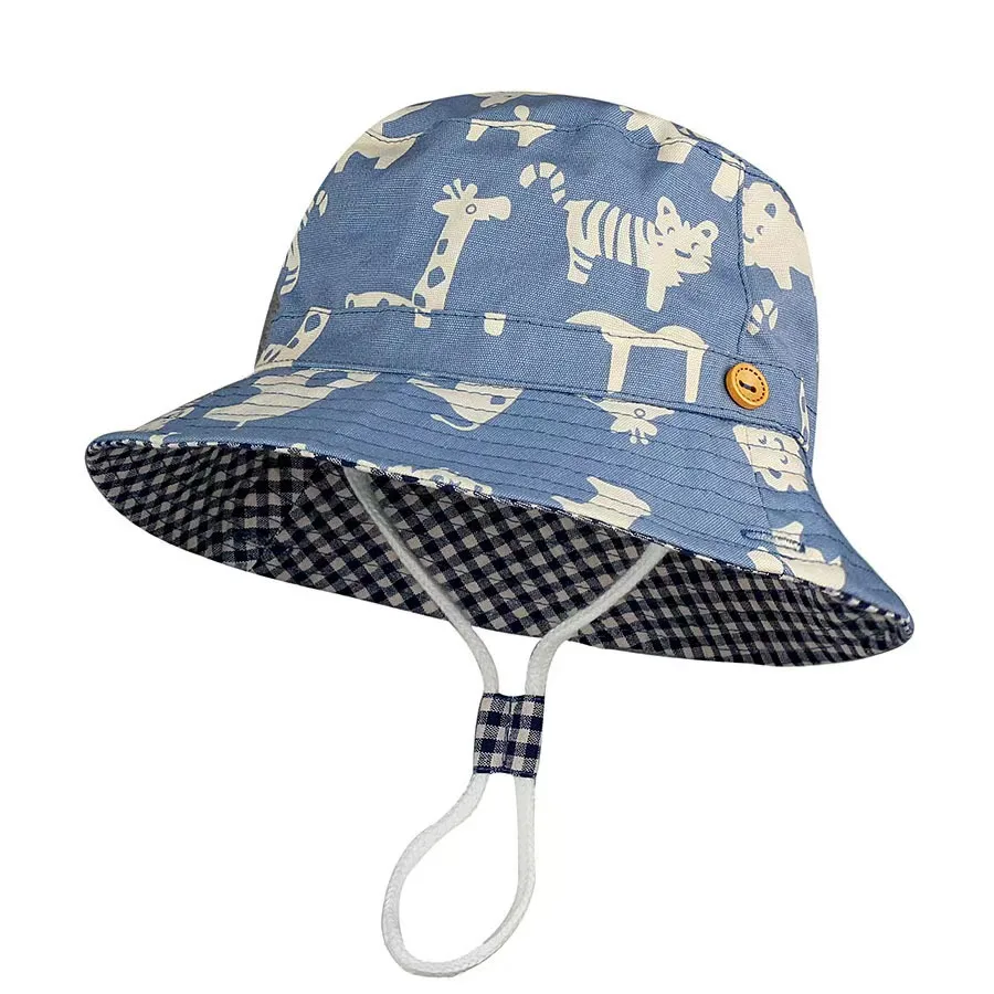 Animal Print Kinder verstellbarer Fischerhut Sonnenschutz Sommer Eimerhut für Jungen Mädchen Strand Outdoor Kleinkind Panama Cap