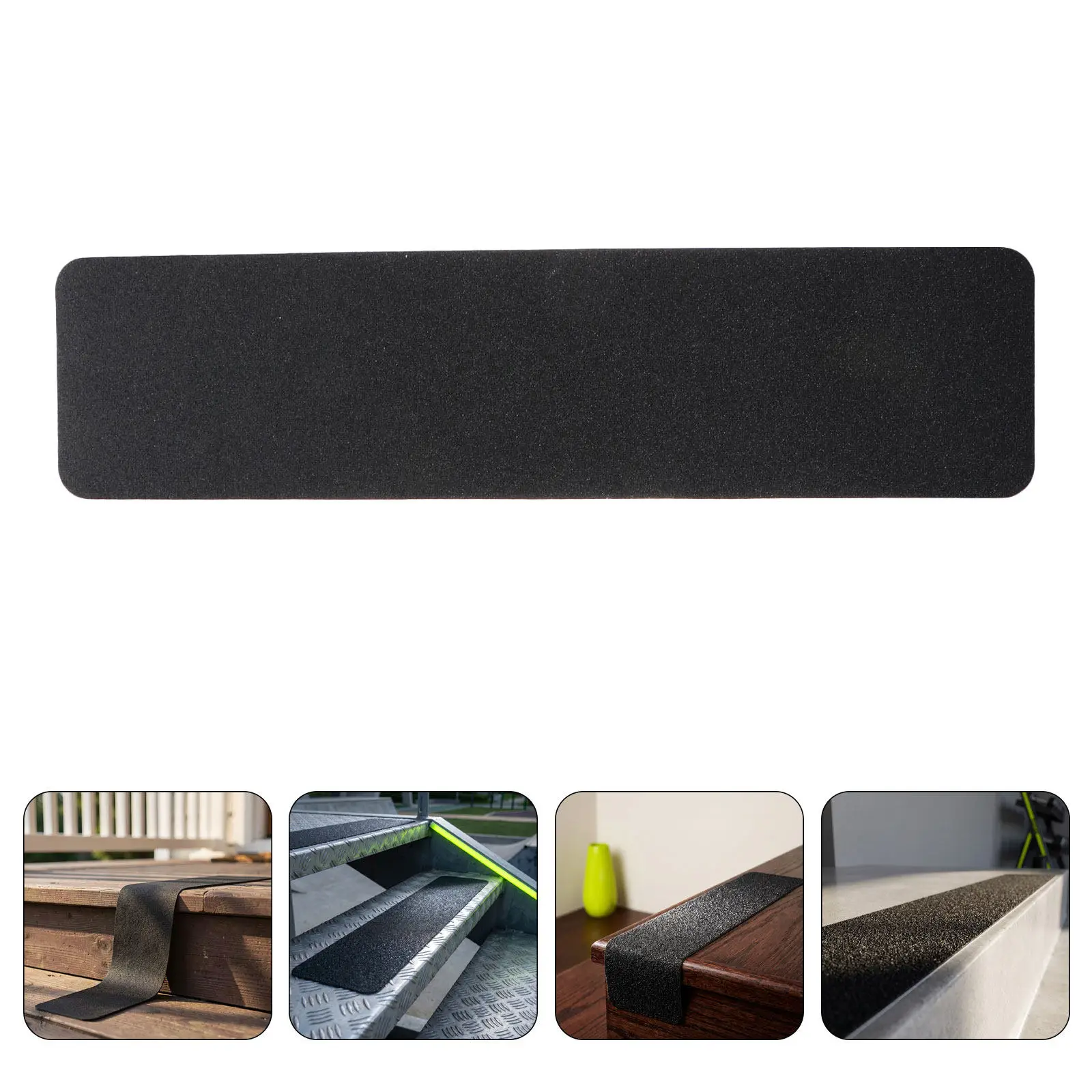 3Pcs Black PVC Outdoor Anti Slip Stair Tape Non Skid Strips Waterproof Grip Tape for Wood Cement Tile Steps