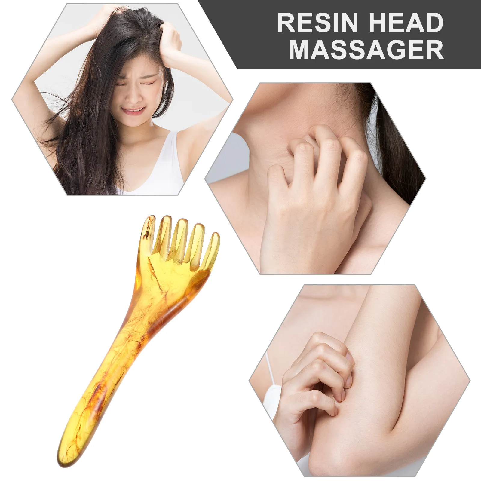 

Массажер для кожи головы из смолы, расческа для массажа головы, ручная работа, гладкие линии, естественная форма, инструмент для массажа головы, для дома, путешествий и использования на природе